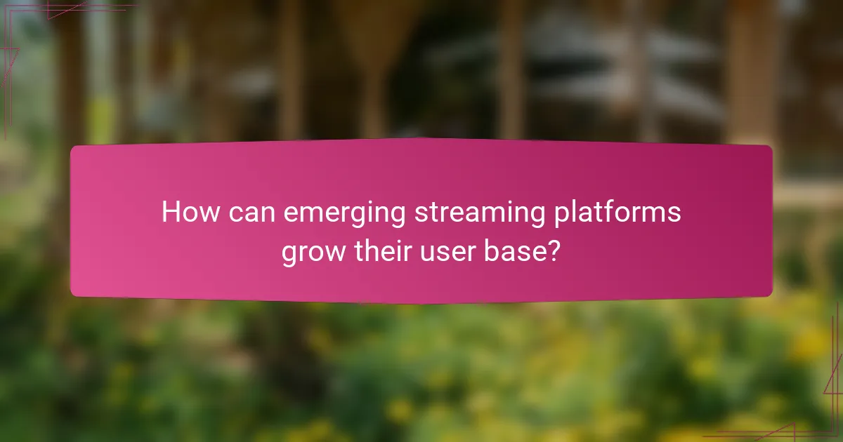 How can emerging streaming platforms grow their user base?