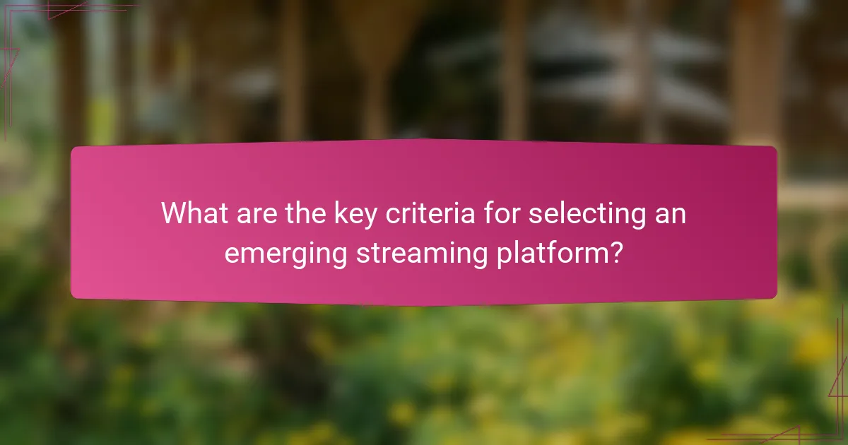 What are the key criteria for selecting an emerging streaming platform?