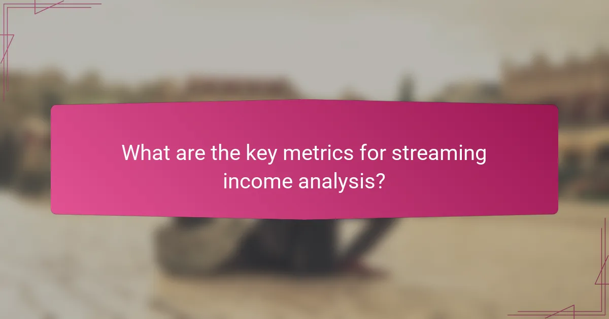 What are the key metrics for streaming income analysis?